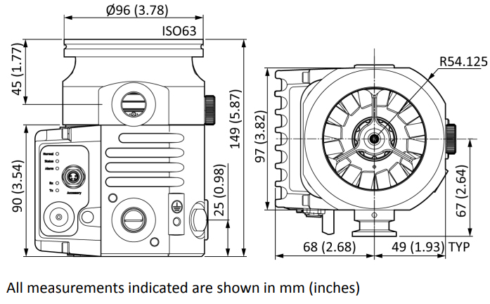 Edwards nEXT85 next 85 next-85 Dimensions, B8G410A01